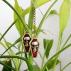 Skull Glaze Alloy Earring / Asymmetrical Dangle Earring