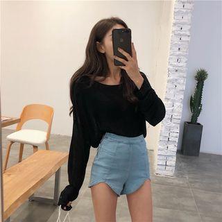 Asymmetric Denim Hot Pants