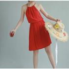 Halter Chiffon A-line Dress Red - One Size