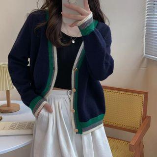 Color Panel Trim Cardigan