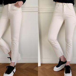Band-waist Fleece Slim-fit Pants
