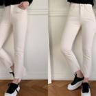 Band-waist Fleece Slim-fit Pants