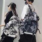 Print Buckled Nylon Backpack