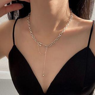 Safety Pin Fringe Necklace