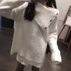 Snap-button Turtleneck Sweater White - One Size