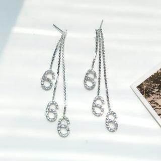 Rhinestone Numeral Fringed Earring