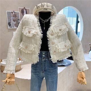 Tweed Fringe Cropped Jacket