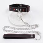 Heart Print Chain Strap Faux Leather Choker Black - One Size