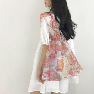 Flower Print Tote Bag As Shown In Figure - One Size