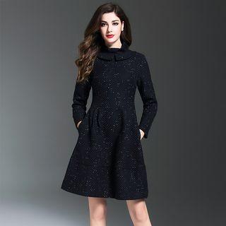 High Neck Wool Blend A-line Dress