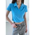 Vivid Collared Terry Crop Top