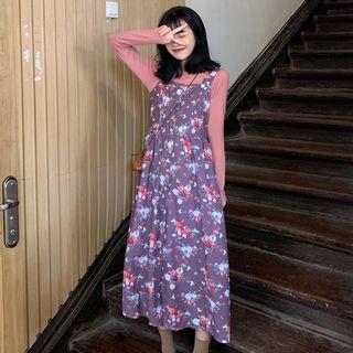 Floral Strappy A-line Dress / Mock Neck Top