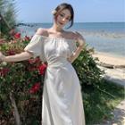 Off-shoulder Plain A-line Sundress