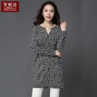 Patterned Long Sleeve Long Dress