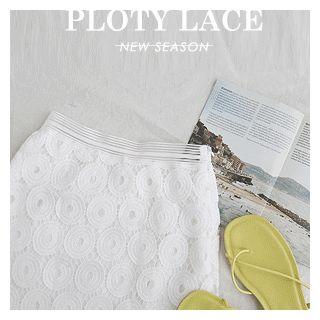 Laced Midi Skirt White - One Size