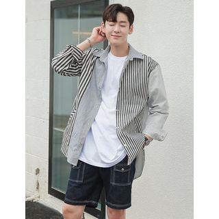 Contrast-panel Striped Jacket