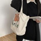 Print Canvas Shoulder Bag Tiger - Beige - One Size