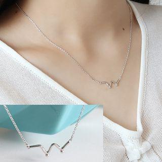 925 Sterling Silver W Shape Necklace White Gold - One Size