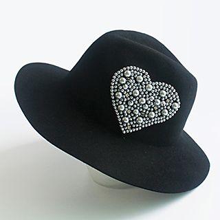Embellished Heart Woolen Fedora Hat