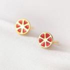 Grapefruit Stud Earring 1 Pair - Gold & Red - One Size