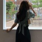 Inset Puff-sleeve Wrap-front Top