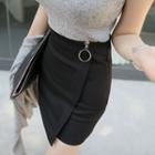 Zip-front Asymmetric-hem Mini Skirt