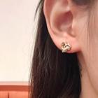 Heart Stud Earring 1 Pair - Al2835 - Love Heart - Gold - One Size