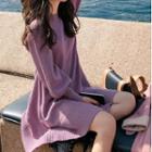 Lantern-sleeve Midi A-line Sweater Dress