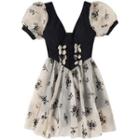 Puff-sleeve Floral Swim Dress