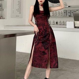 Contrast Trim Tie Dye Overall Dress