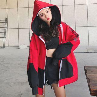 Lettering Zipped Hoodie