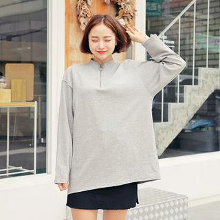 Zip-detail Loose-fit Top