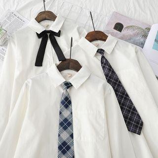 Plain Shirt / Plaid Tie / Bow Tie