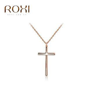 Alloy Cross Pendant Necklace Rose Gold - One Size