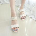 Petite Size Sequined Woven-strap Wedge Sandals