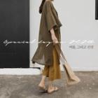 Wide-sleeve Linen Blend Long Cardigan