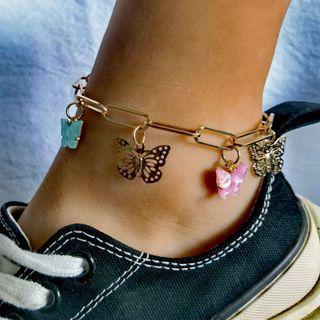 Butterfly Resin Alloy Anklet Gold - One Size
