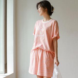 Stripe Set: Embroidered T-shirt + Shorts