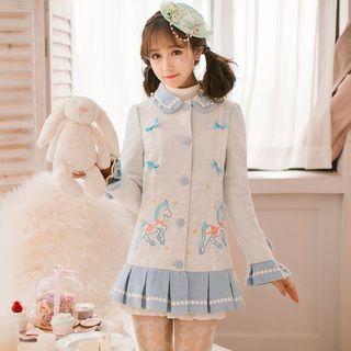 Embroidered Knit Coatdress