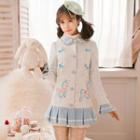 Embroidered Knit Coatdress