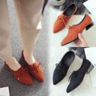 Pointy Toe Chunky Heel Lace-up Shoes