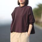 Long-sleeve Asymmetric Buttoned T-shirt