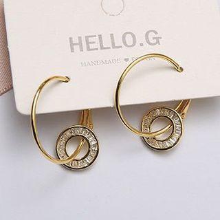 Rhinestone Interlocking Hoop Earring 1 Pair - As Shown In Figure - One Size