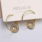 Rhinestone Interlocking Hoop Earring 1 Pair - As Shown In Figure - One Size