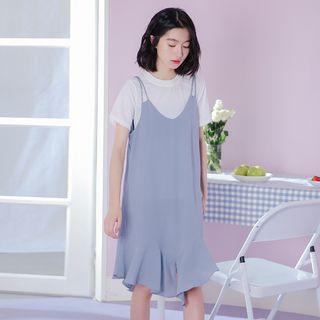 Double-strap Asymmetrical Chiffon Dress