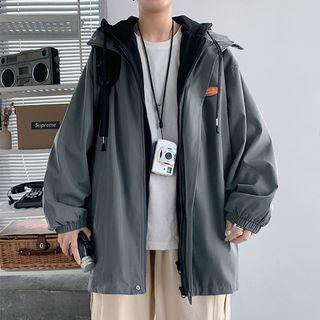 Long Sleeve Mock Two-piece Applique Jacket