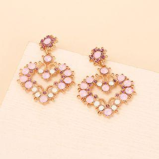 Heart Rhinestone Alloy Dangle Earring 1 Pair - Pink - One Size