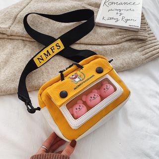 Clear Panel Lettering Print Crossbody Bag