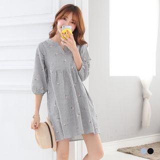 Striped Floral Smock Dress