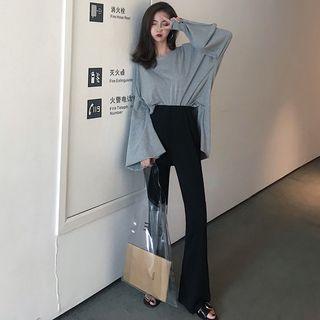 Cutout Long-sleeve T-shirt / High-waist Sweatpants